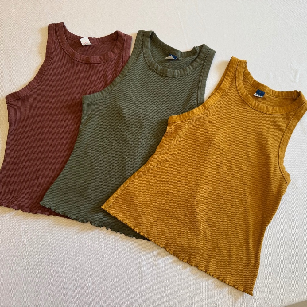 3 Old Navy Fitted Lettuce-Edge Rib-Knit Tank Top